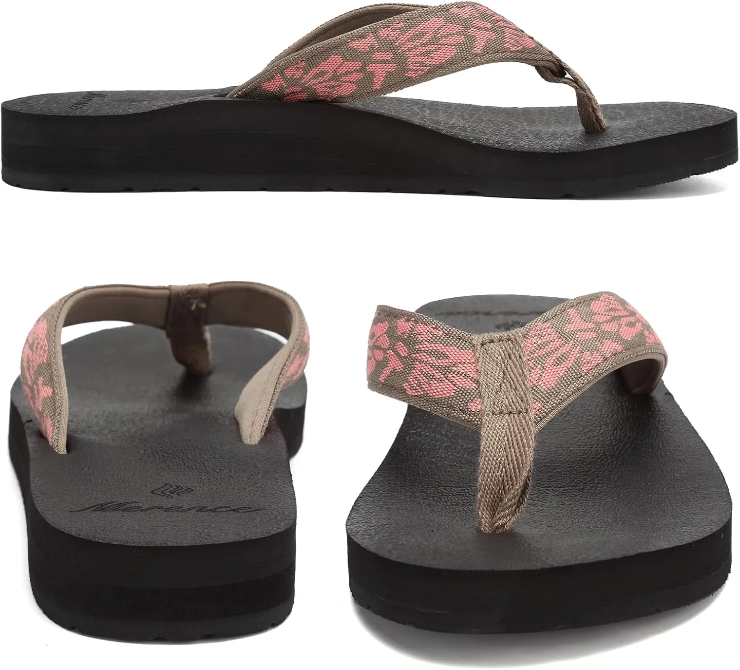 EQUICK Women's Flip Flops Arch Support Yago Mat Insole Sandal Casual Slipper Outdoor and Indoor-U219SLT003-N