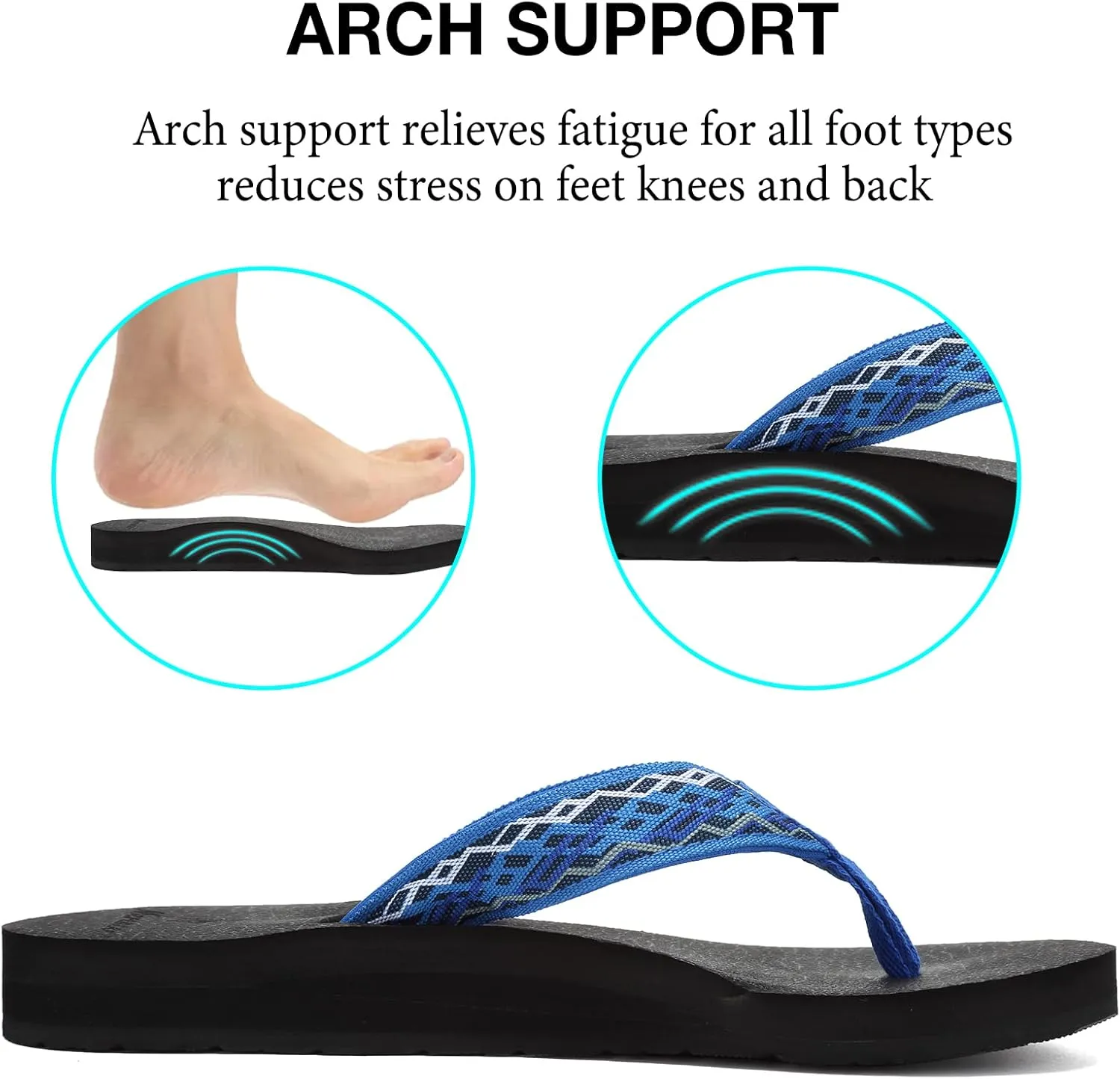 EQUICK Women's Flip Flops Arch Support Yago Mat Insole Sandal Casual Slipper Outdoor and Indoor-U219SLT003-N