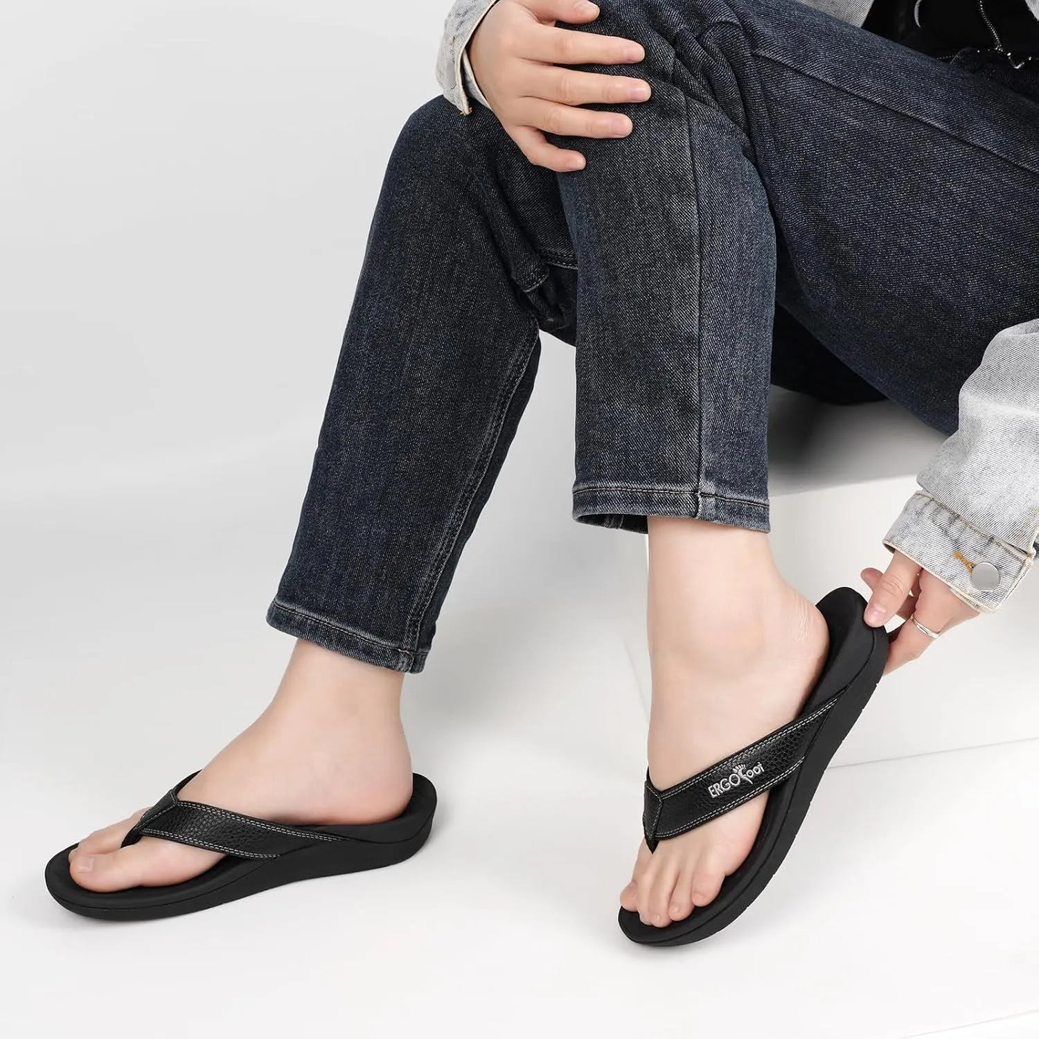 ERGOfoot Upgraded Orthotic Flip Flops with High Arch Support- Women's and Men's Thong Sandals- Walking Comfort with Orthopedic Support for Plantar Fasciitis, Flat Feet & Heel Spur- Beach Slippers