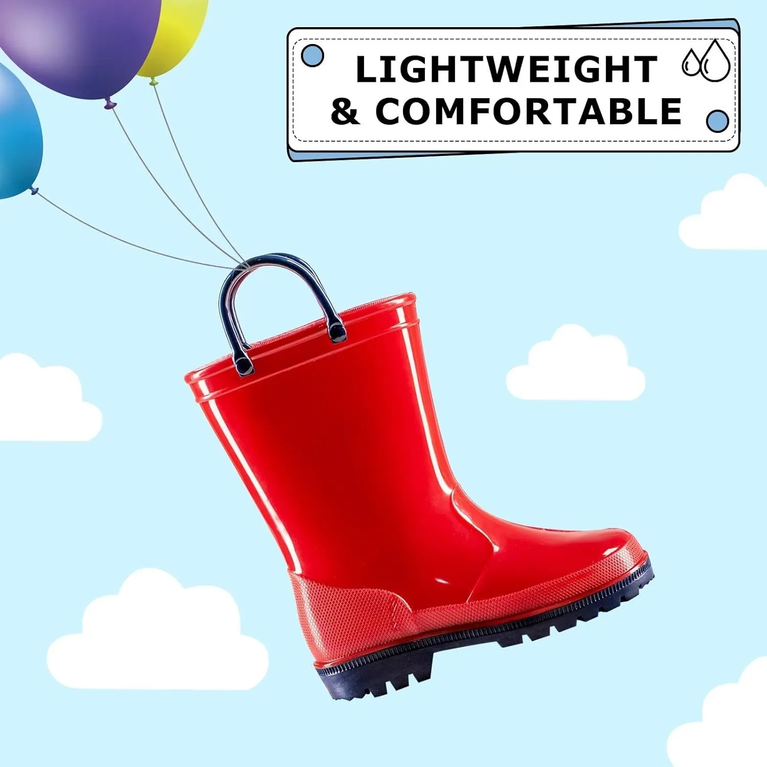 EUXTERPA Boys Girls Rain Boots Toddler Kids Waterproof Boots Children Lightweight Rain Shoes with Handles