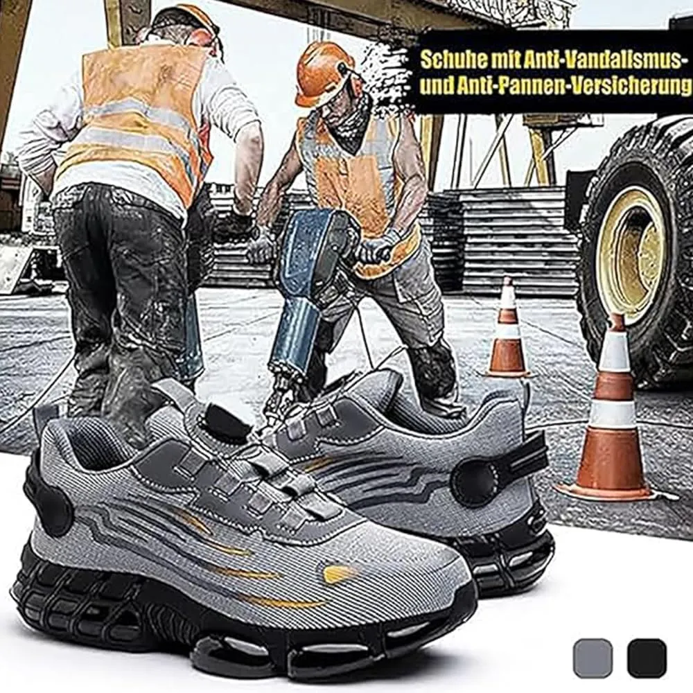 Evontura Steel Toe Shoes Power Trainers, Men's Steel Toe Safety Work Shoes, Comfortable Lightweight Puncture Proof Slip on Indestructible Sneakers, Smash Stab Resistant Air Cushion Shoes (Black,11)
