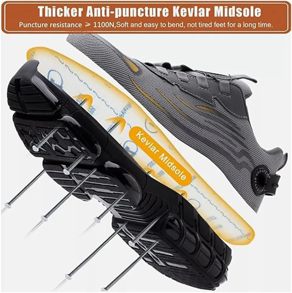 Evontura Steel Toe Shoes Power Trainers, Men's Steel Toe Safety Work Shoes, Comfortable Lightweight Puncture Proof Slip on Indestructible Sneakers, Smash Stab Resistant Air Cushion Shoes (Black,11)