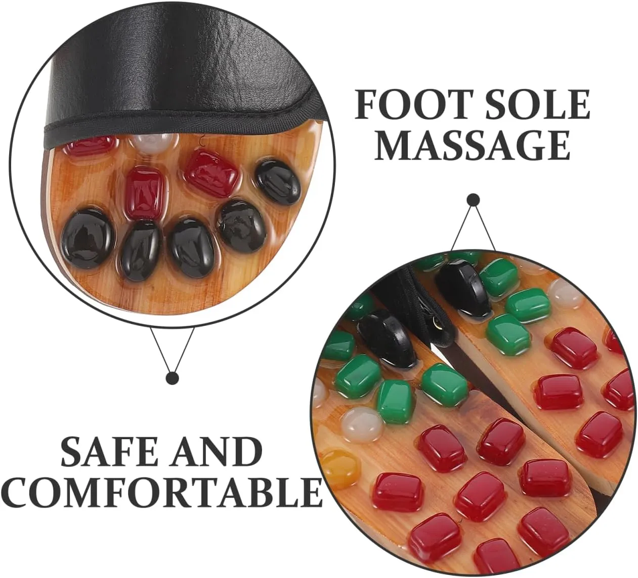 Exceart Acupressure Sandals for Women and Men Natural Jade Massage Slippers Reflexology Cobblestone Shoes for Foot Acupoints Relaxation Anti-Slip Design Promotes Blood Flow