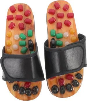 Exceart Acupressure Sandals for Women and Men Natural Jade Massage Slippers Reflexology Cobblestone Shoes for Foot Acupoints Relaxation Anti-Slip Design Promotes Blood Flow
