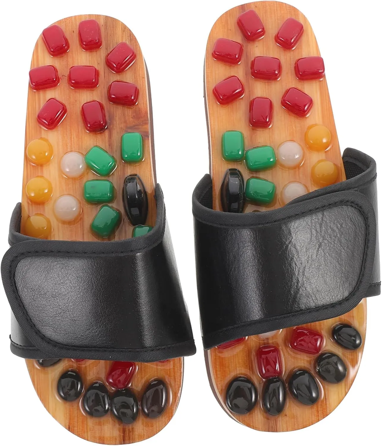 Exceart Acupressure Sandals for Women and Men Natural Jade Massage Slippers Reflexology Cobblestone Shoes for Foot Acupoints Relaxation Anti-Slip Design Promotes Blood Flow