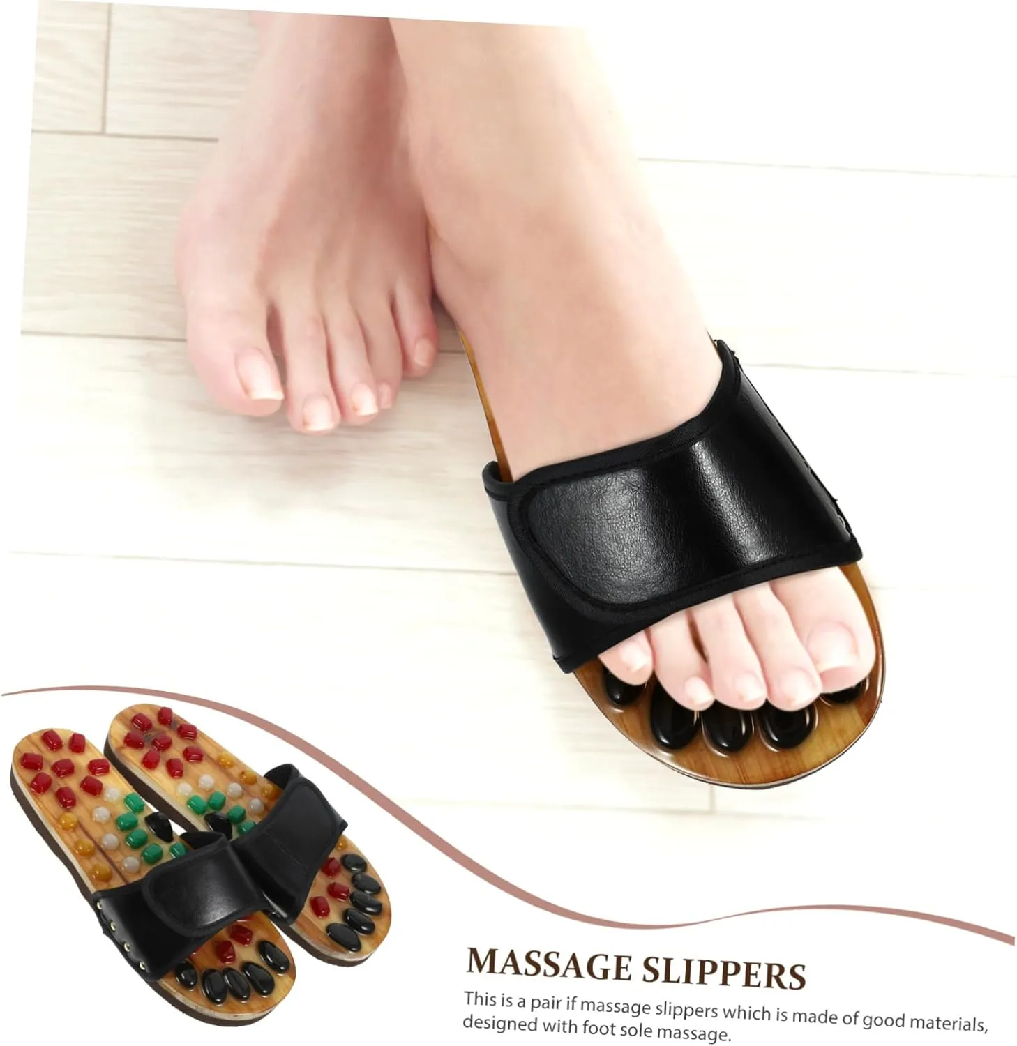 EXCEART shiatsu Sandals Pressure Point Slippers Massage Earrings Pebble Slippers for Men sluppers Black Dress Sandals Cobblestone Slippers Tool Foot