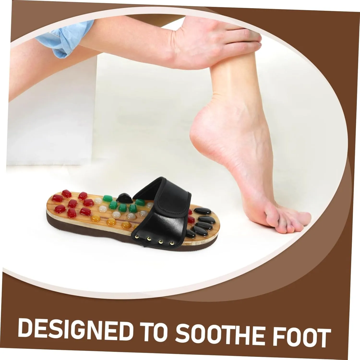 EXCEART shiatsu Sandals Pressure Point Slippers Massage Earrings Pebble Slippers for Men sluppers Black Dress Sandals Cobblestone Slippers Tool Foot