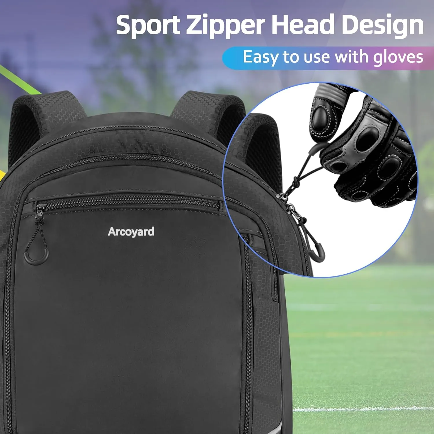 Extra Large Lacrosse Backpack with 2 Stick Holders, Professional Bag with Ventilated Cleats Compartment and Insulated Pocket, for All Field Hockey Gear