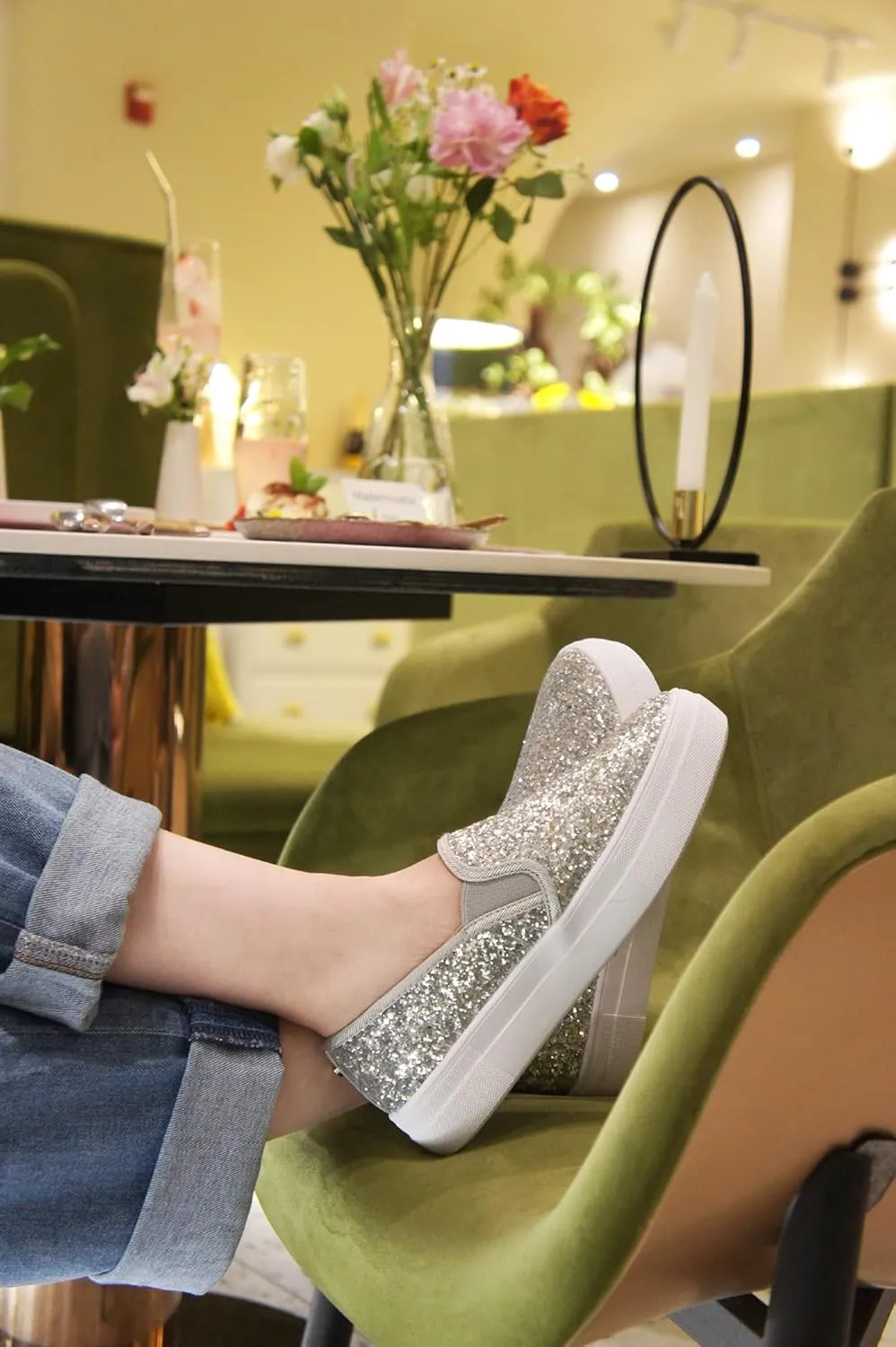 FEVERSOLE Women's Fashion Slip On Sneaker Casual Platform Loafers