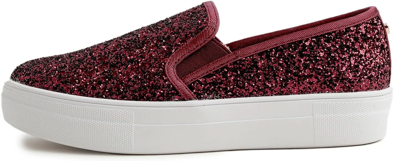 FEVERSOLE Women's Fashion Slip On Sneaker Casual Platform Loafers