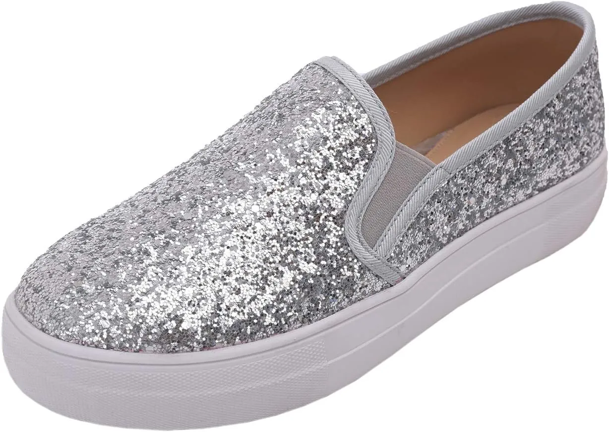 FEVERSOLE Women's Fashion Slip On Sneaker Casual Platform Loafers