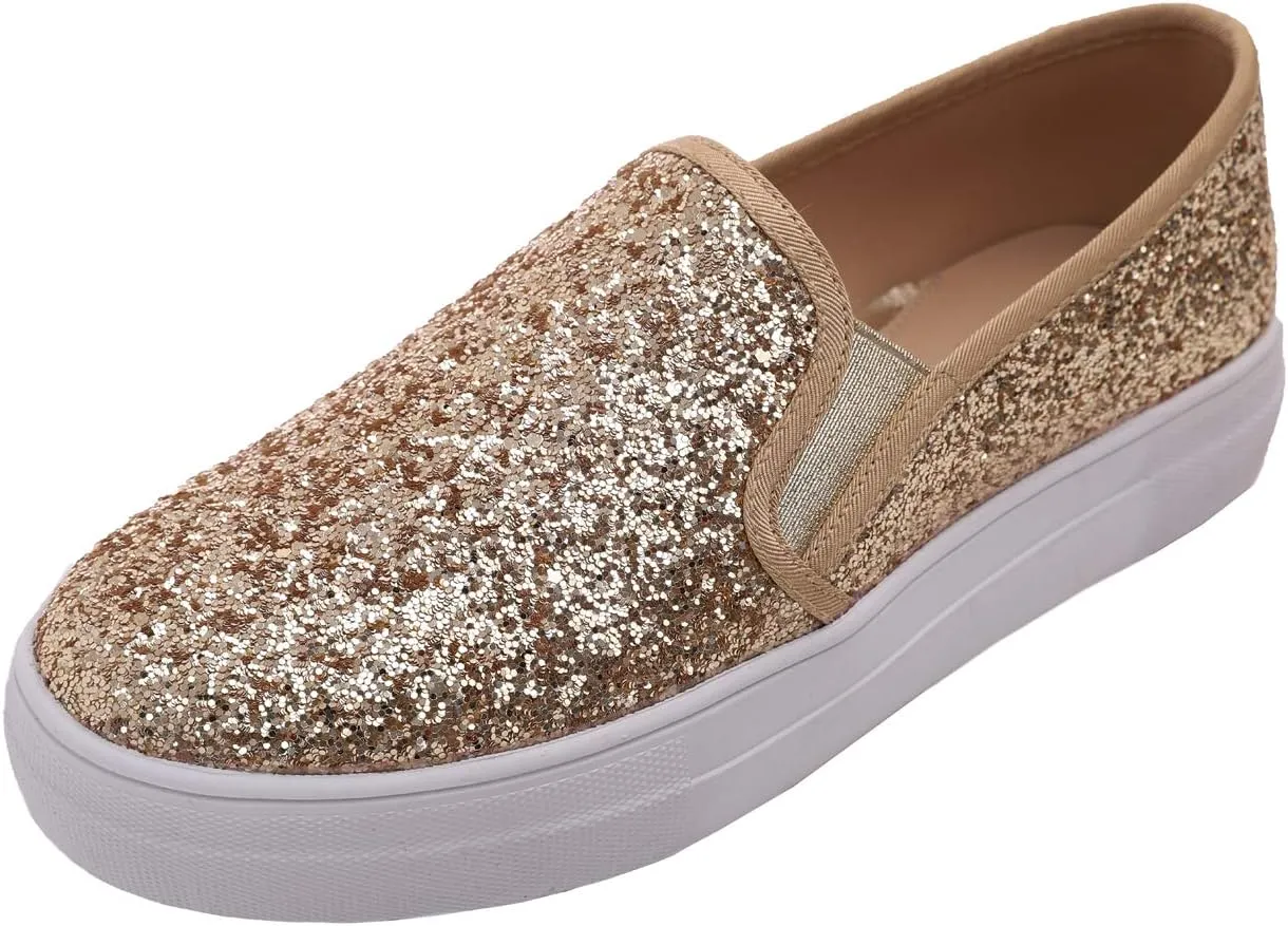 FEVERSOLE Women's Fashion Slip On Sneaker Casual Platform Loafers