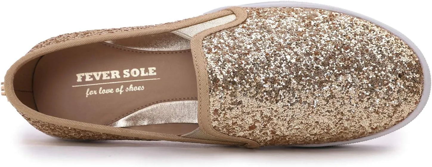FEVERSOLE Women's Fashion Slip On Sneaker Casual Platform Loafers
