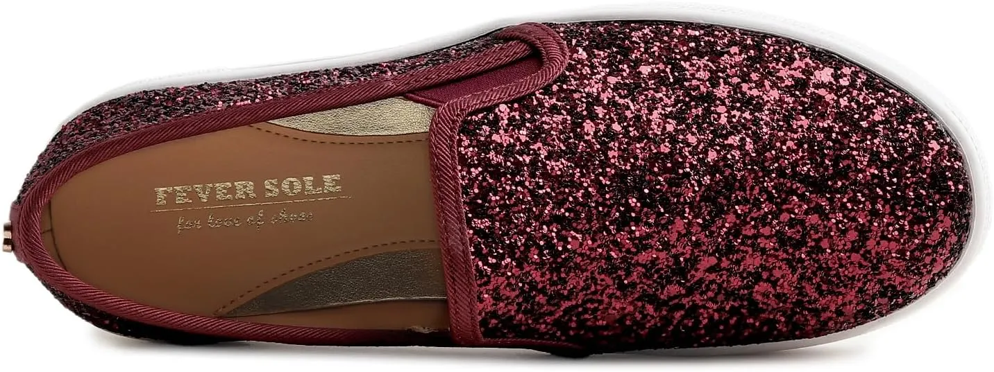 FEVERSOLE Women's Fashion Slip On Sneaker Casual Platform Loafers