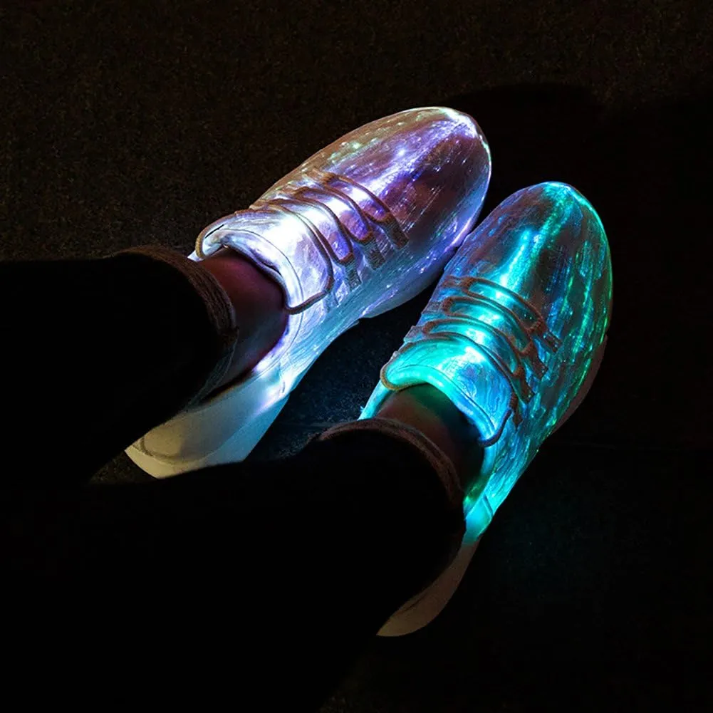 Fiber Optic LED Light up Shoes for Kids, Men and Women, Lightweight Sneakers USB Charging Glowing Party Shoes (US