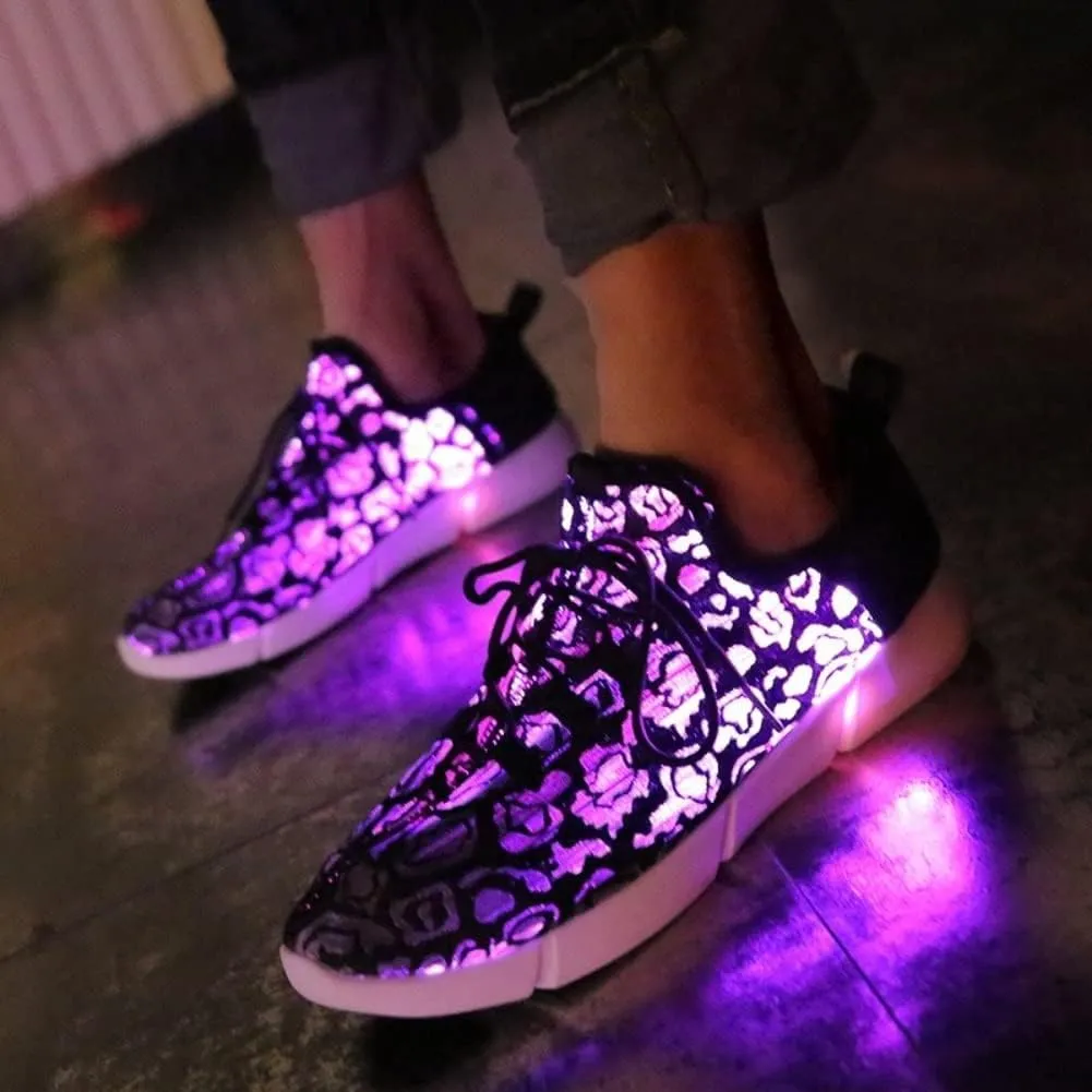 Fiber Optic LED Light up Shoes for Kids, Men and Women, Lightweight Sneakers USB Charging Glowing Party Shoes (US