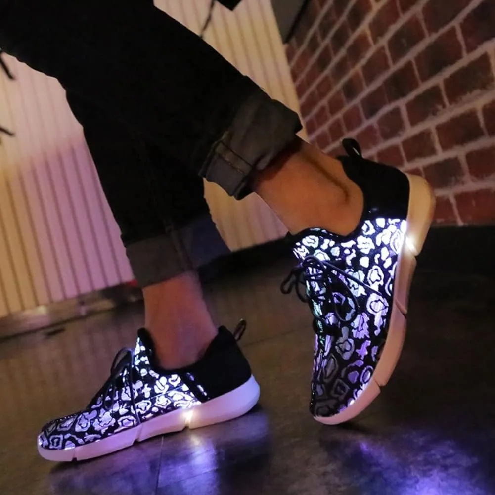 Fiber Optic LED Light up Shoes for Kids, Men and Women, Lightweight Sneakers USB Charging Glowing Party Shoes (US