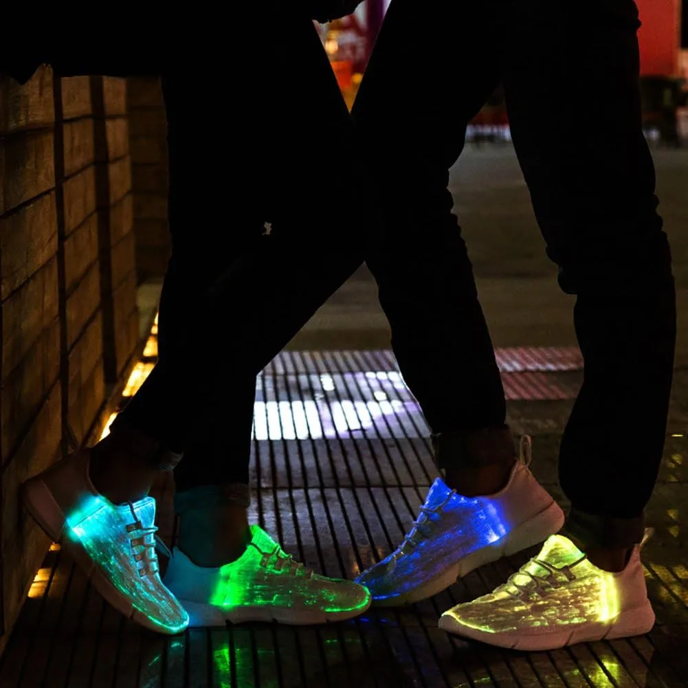 Fiber Optic LED Light up Shoes for Kids, Men and Women, Lightweight Sneakers USB Charging Glowing Party Shoes (US