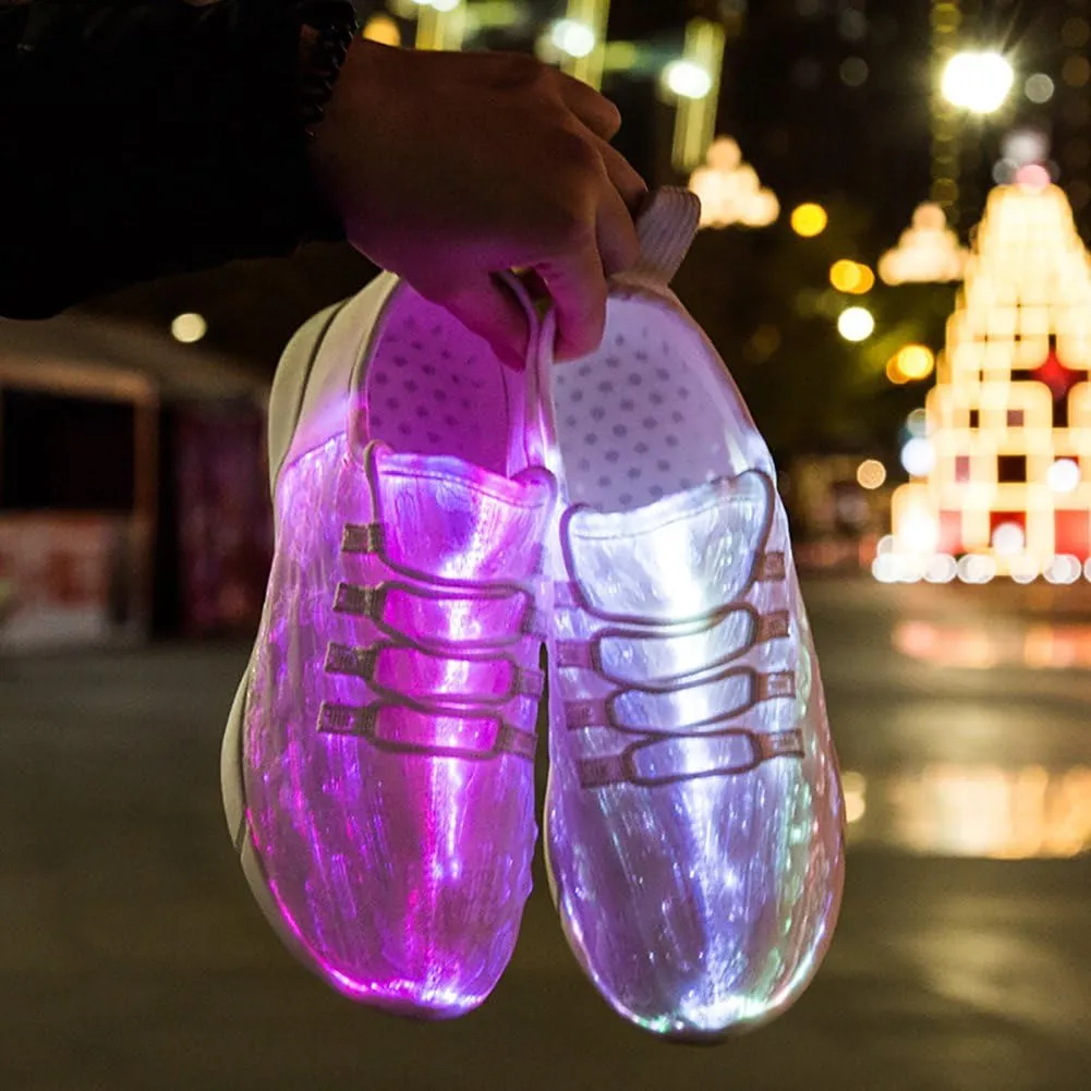 Fiber Optic LED Light up Shoes for Kids, Men and Women, Lightweight Sneakers USB Charging Glowing Party Shoes (US