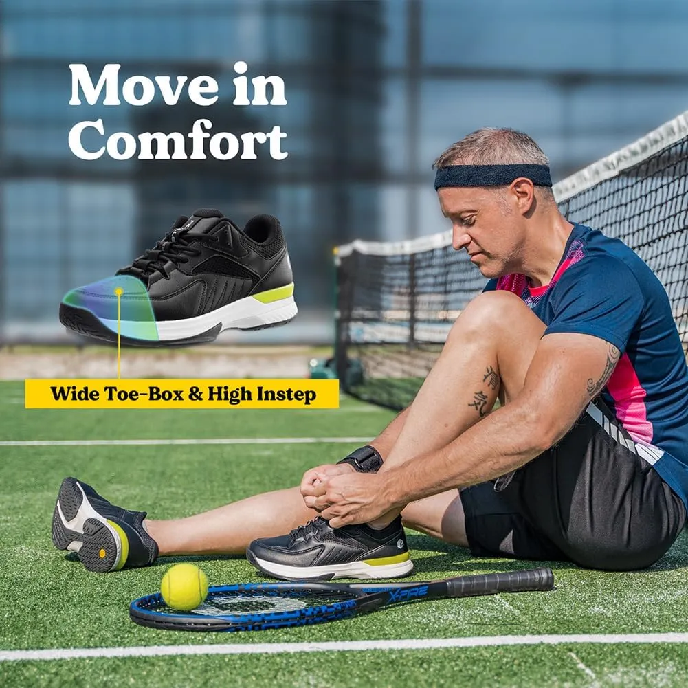 FitVille Men‘s Wide Pickleball Shoes All Court Tennis Shoes with Arch Support for Plantar Fasciitis