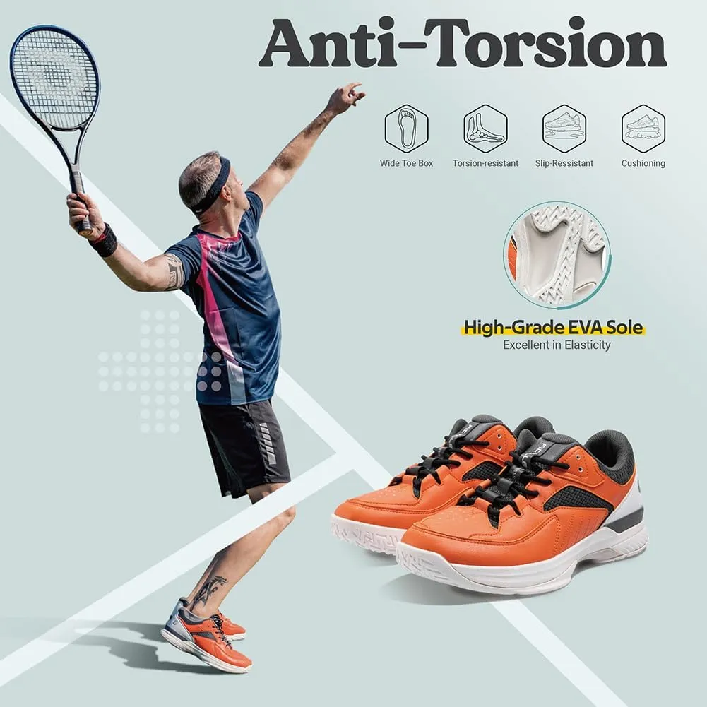 FitVille Men‘s Wide Pickleball Shoes All Court Tennis Shoes with Arch Support for Plantar Fasciitis