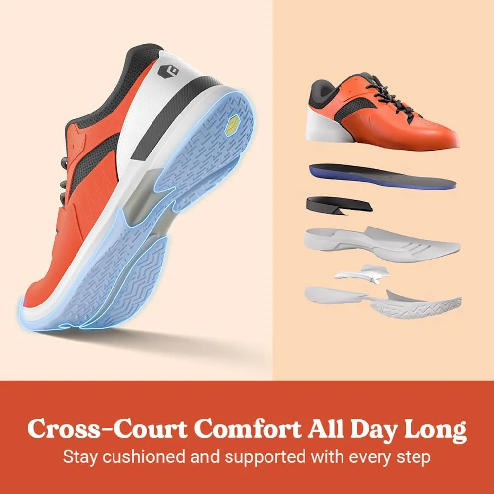 FitVille Men‘s Wide Pickleball Shoes All Court Tennis Shoes with Arch Support for Plantar Fasciitis