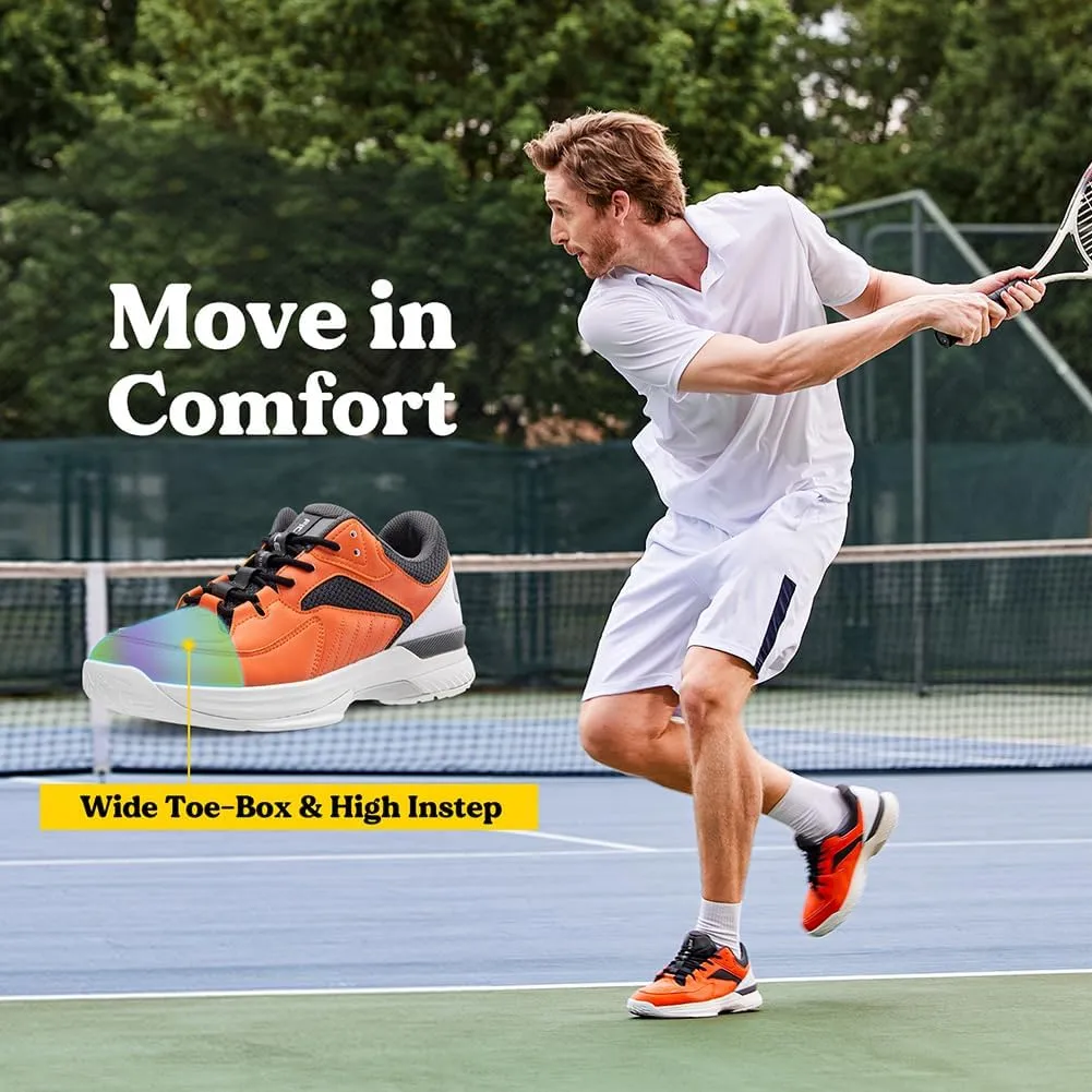 FitVille Men‘s Wide Pickleball Shoes All Court Tennis Shoes with Arch Support for Plantar Fasciitis