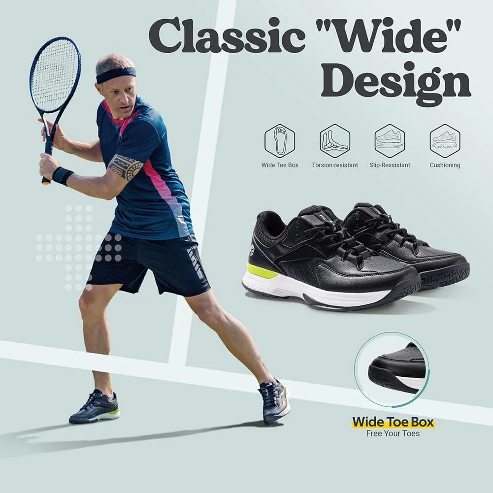 FitVille Men‘s Wide Pickleball Shoes All Court Tennis Shoes with Arch Support for Plantar Fasciitis