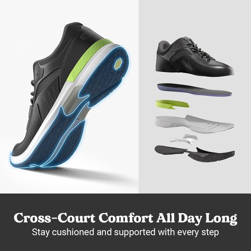 FitVille Men‘s Wide Pickleball Shoes All Court Tennis Shoes with Arch Support for Plantar Fasciitis