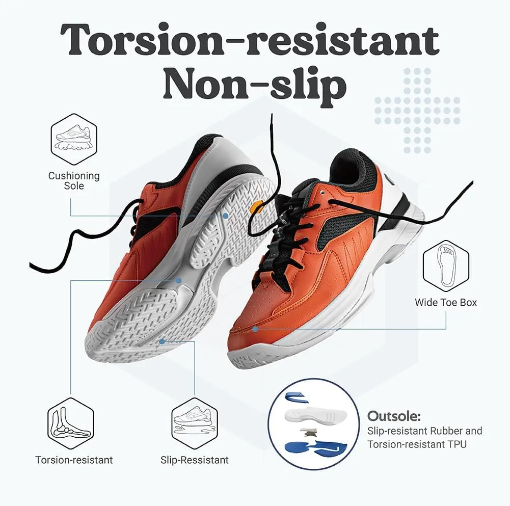 FitVille Men‘s Wide Pickleball Shoes All Court Tennis Shoes with Arch Support for Plantar Fasciitis