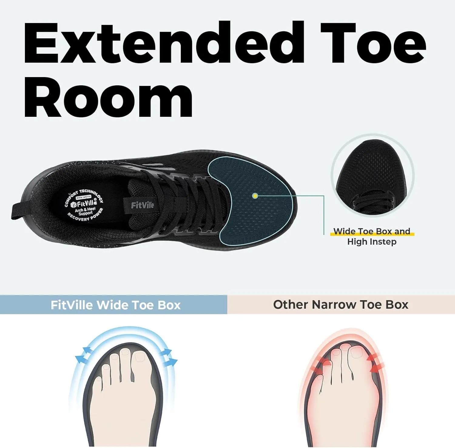 FitVille Tennis Shoes for Men Wide Width Sneakers Walking Shoes for Plantar Fasciitis Relief
