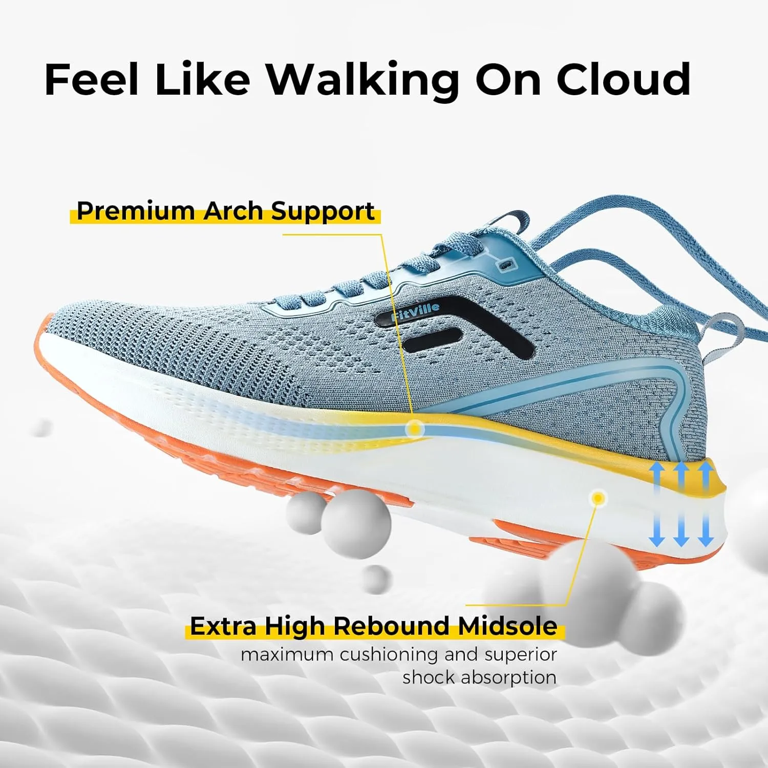FitVille Tennis Shoes for Men Wide Width Sneakers Walking Shoes for Plantar Fasciitis Relief