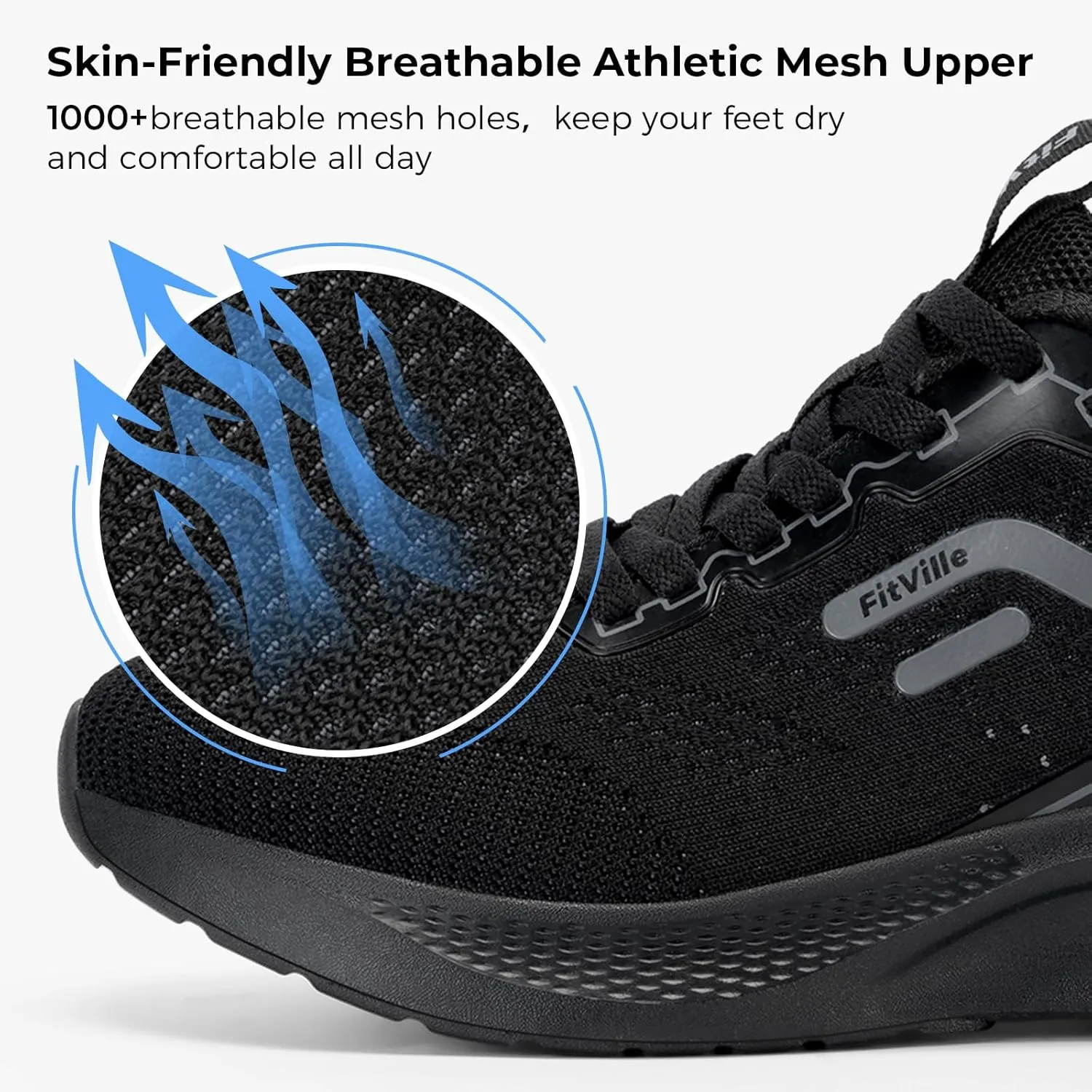 FitVille Tennis Shoes for Men Wide Width Sneakers Walking Shoes for Plantar Fasciitis Relief