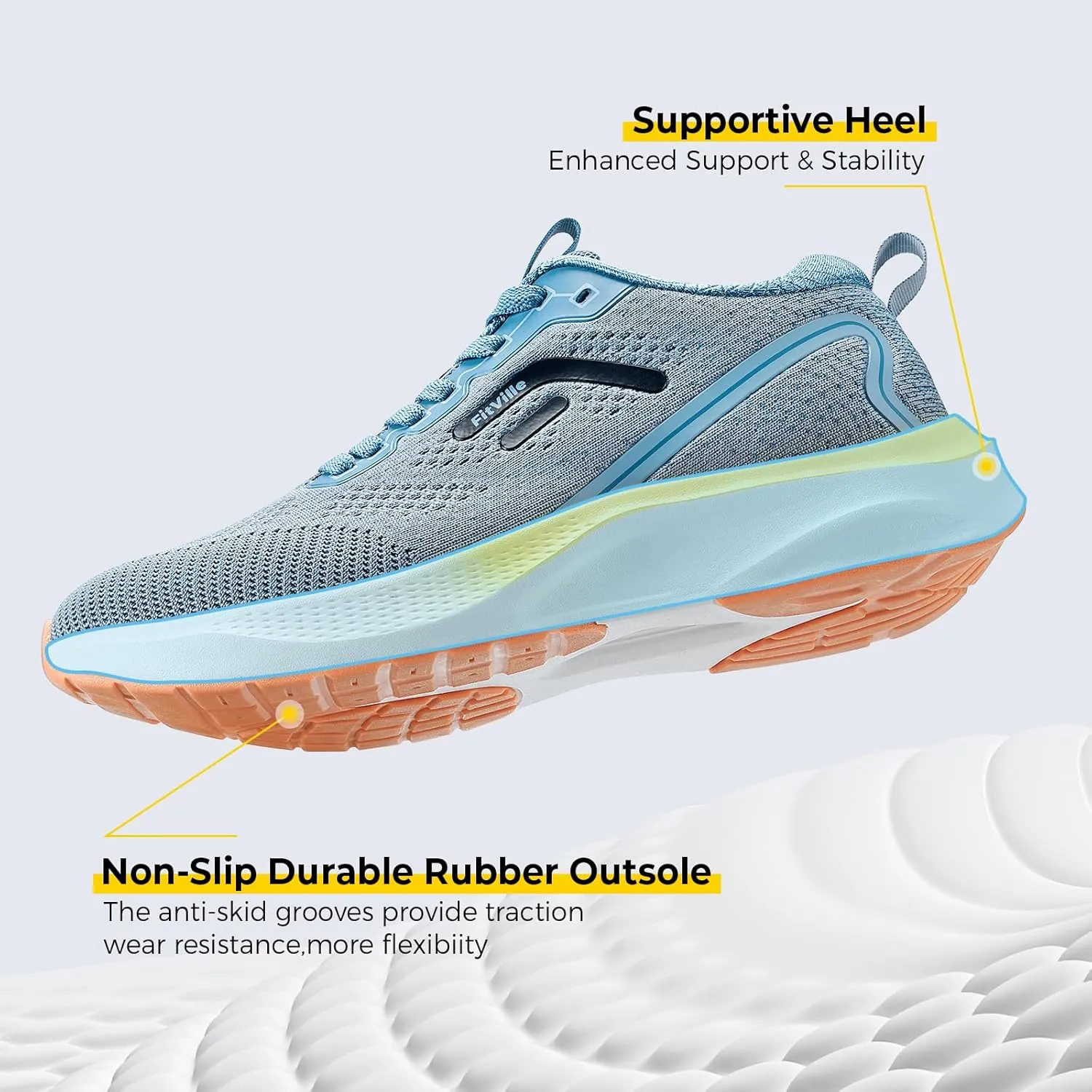 FitVille Tennis Shoes for Men Wide Width Sneakers Walking Shoes for Plantar Fasciitis Relief