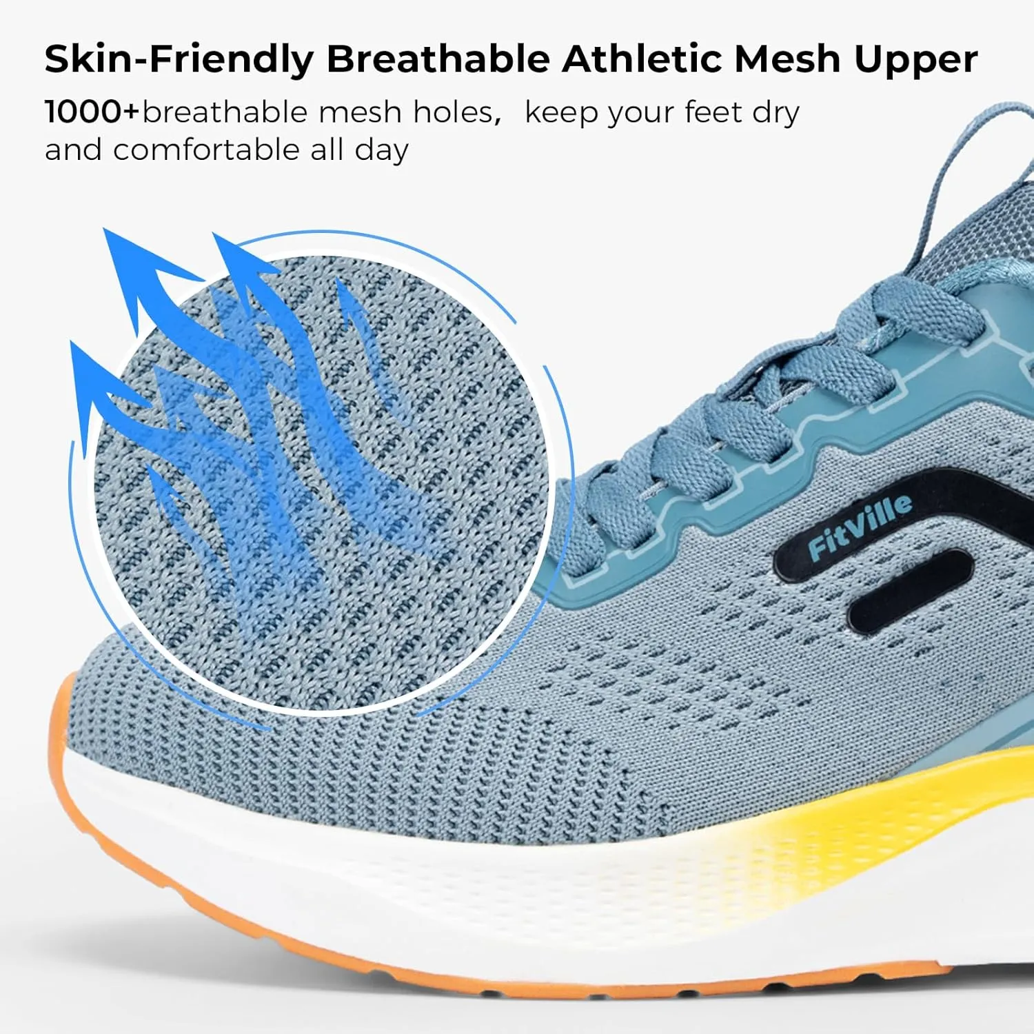 FitVille Tennis Shoes for Men Wide Width Sneakers Walking Shoes for Plantar Fasciitis Relief
