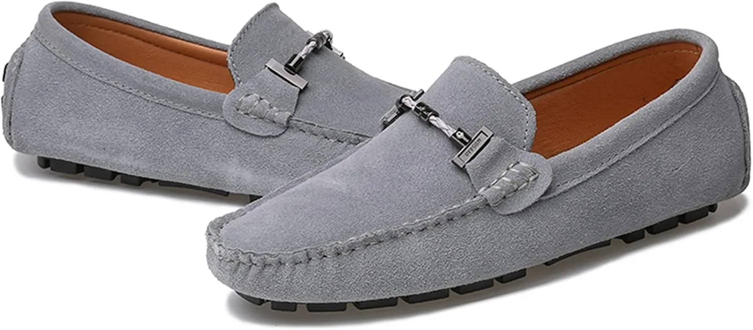 Flat Loafer for Men Suede Leather Slip-on Dress Driving Moccasins Casual Boat Shoes
