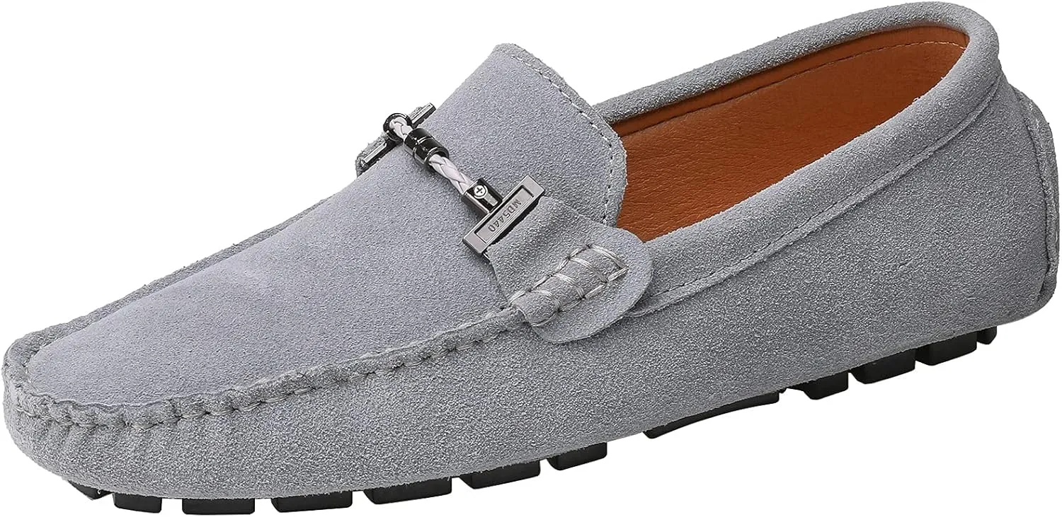 Flat Loafer for Men Suede Leather Slip-on Dress Driving Moccasins Casual Boat Shoes