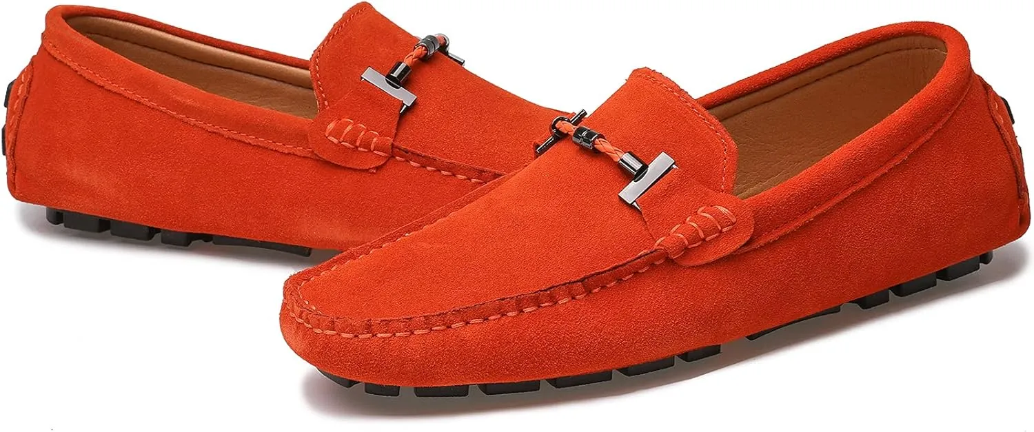 Flat Loafer for Men Suede Leather Slip-on Dress Driving Moccasins Casual Boat Shoes
