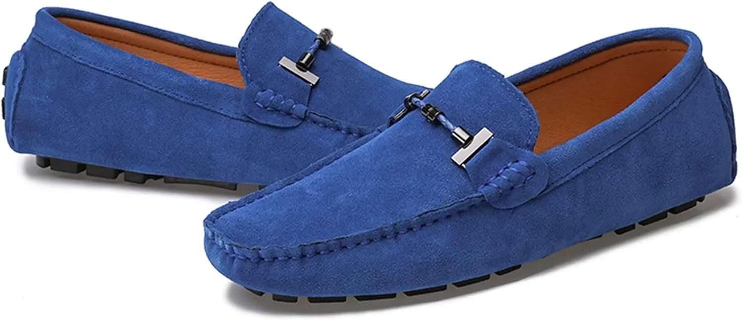 Flat Loafer for Men Suede Leather Slip-on Dress Driving Moccasins Casual Boat Shoes