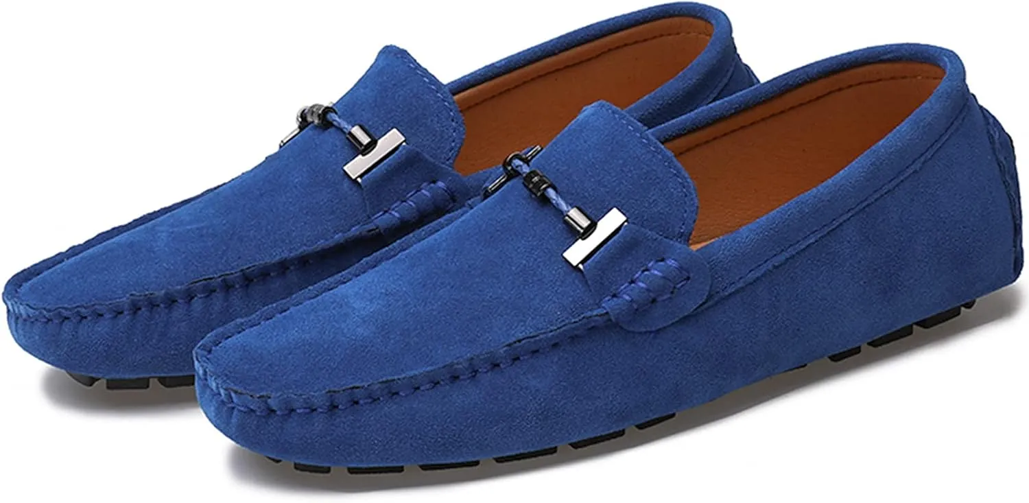 Flat Loafer for Men Suede Leather Slip-on Dress Driving Moccasins Casual Boat Shoes