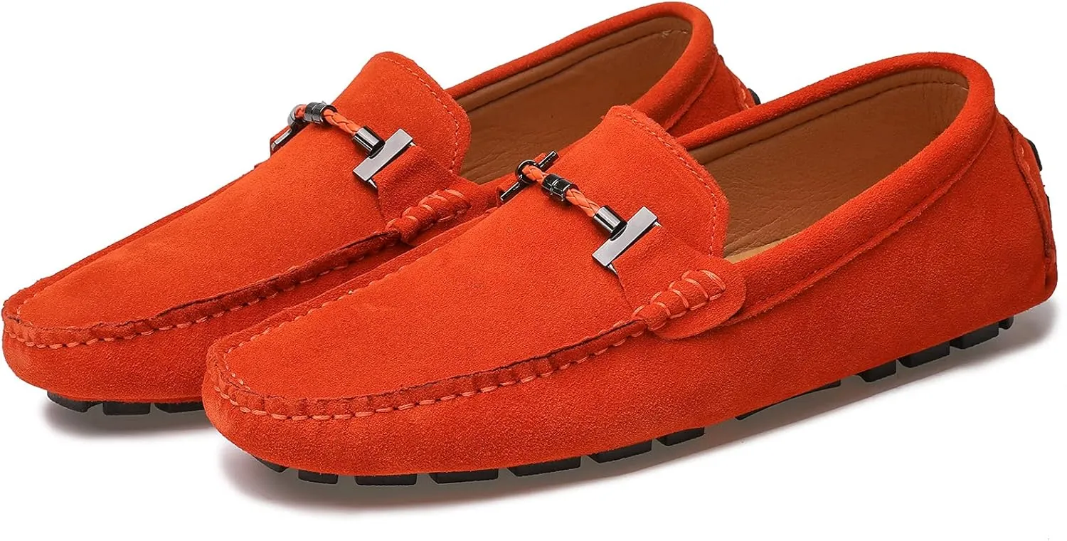 Flat Loafer for Men Suede Leather Slip-on Dress Driving Moccasins Casual Boat Shoes
