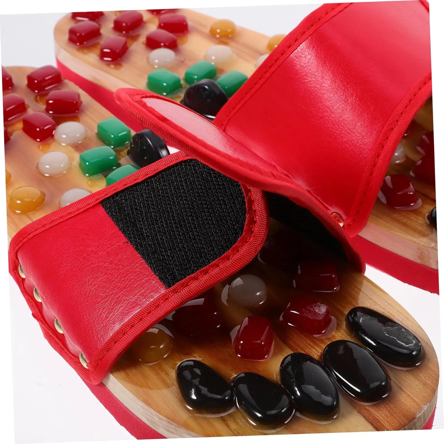 Foot Relax Sandals Anti-Design Massage Slippers Jade Massage Comfortable Eva Material Red Size 43-44