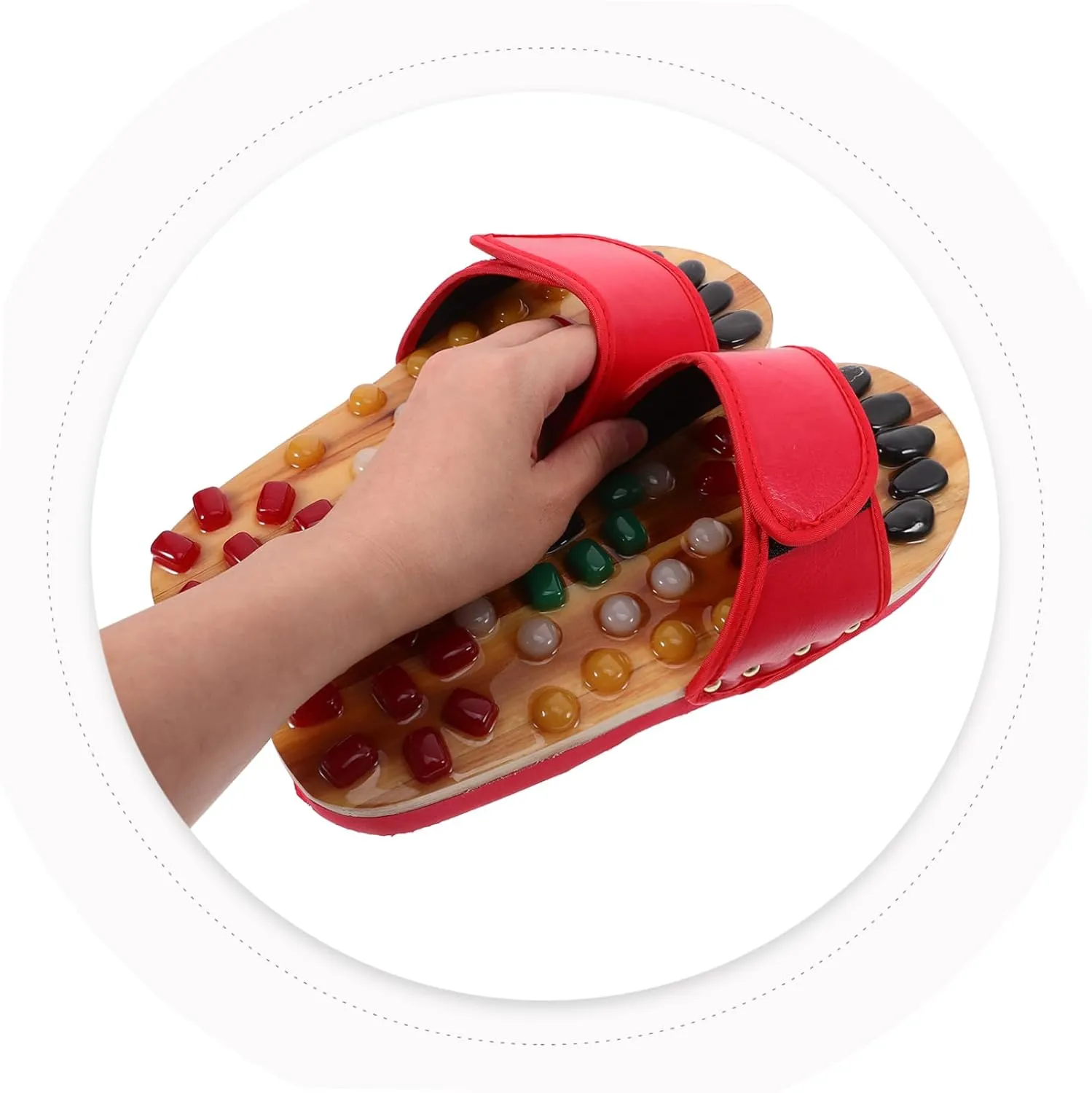 Foot Relax Sandals Anti-Design Massage Slippers Jade Massage Comfortable Eva Material Red Size 43-44