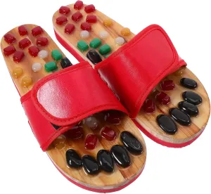 Foot Relax Sandals Anti-Design Massage Slippers Jade Massage Comfortable Eva Material Red Size 43-44