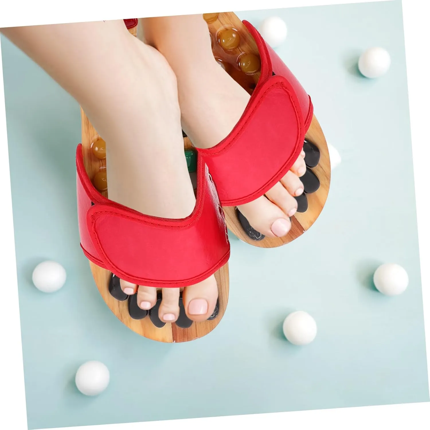 Foot Relax Sandals Anti-Design Massage Slippers Jade Massage Comfortable Eva Material Red Size 43-44