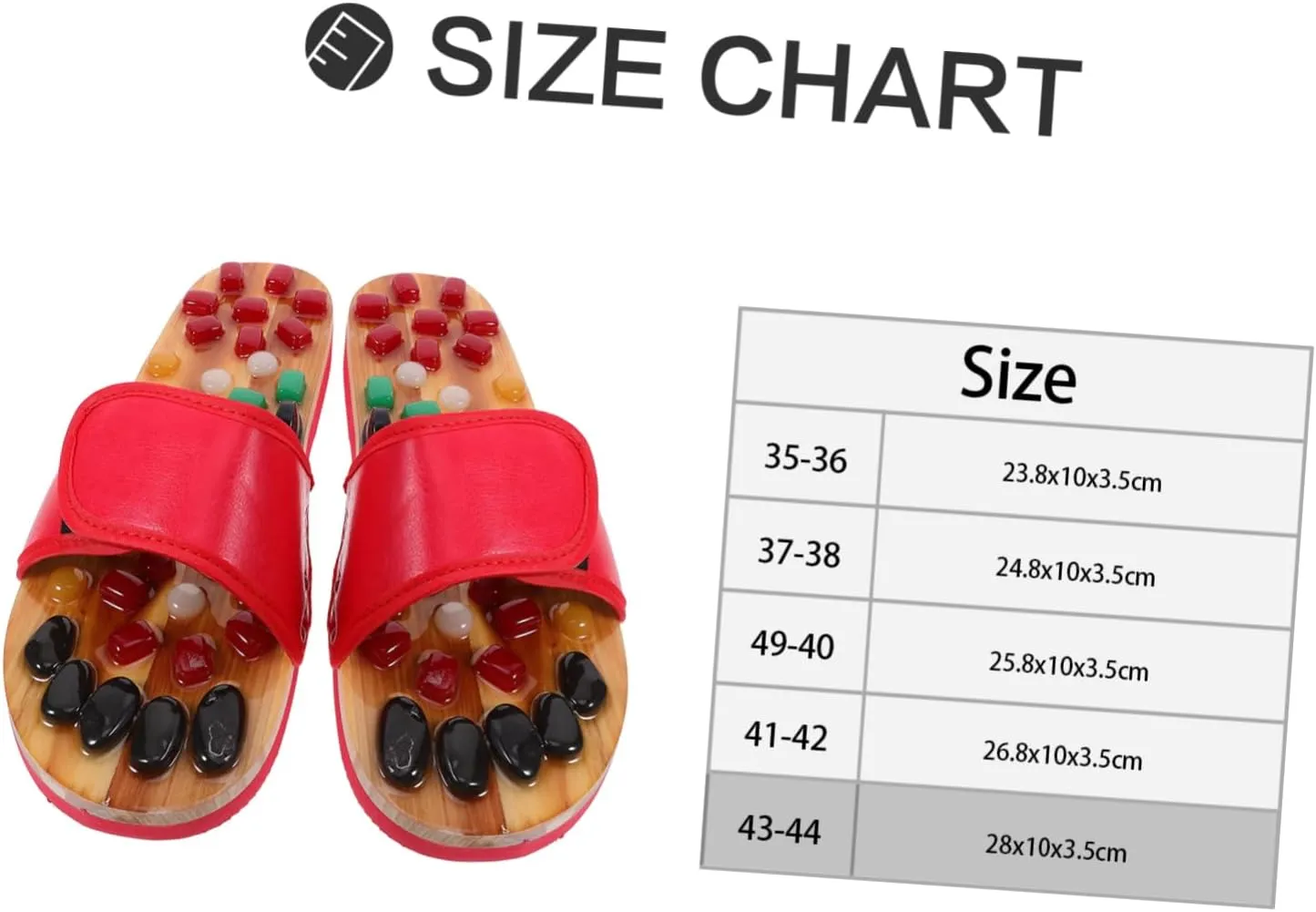 Foot Relax Sandals Anti-Design Massage Slippers Jade Massage Comfortable Eva Material Red Size 43-44