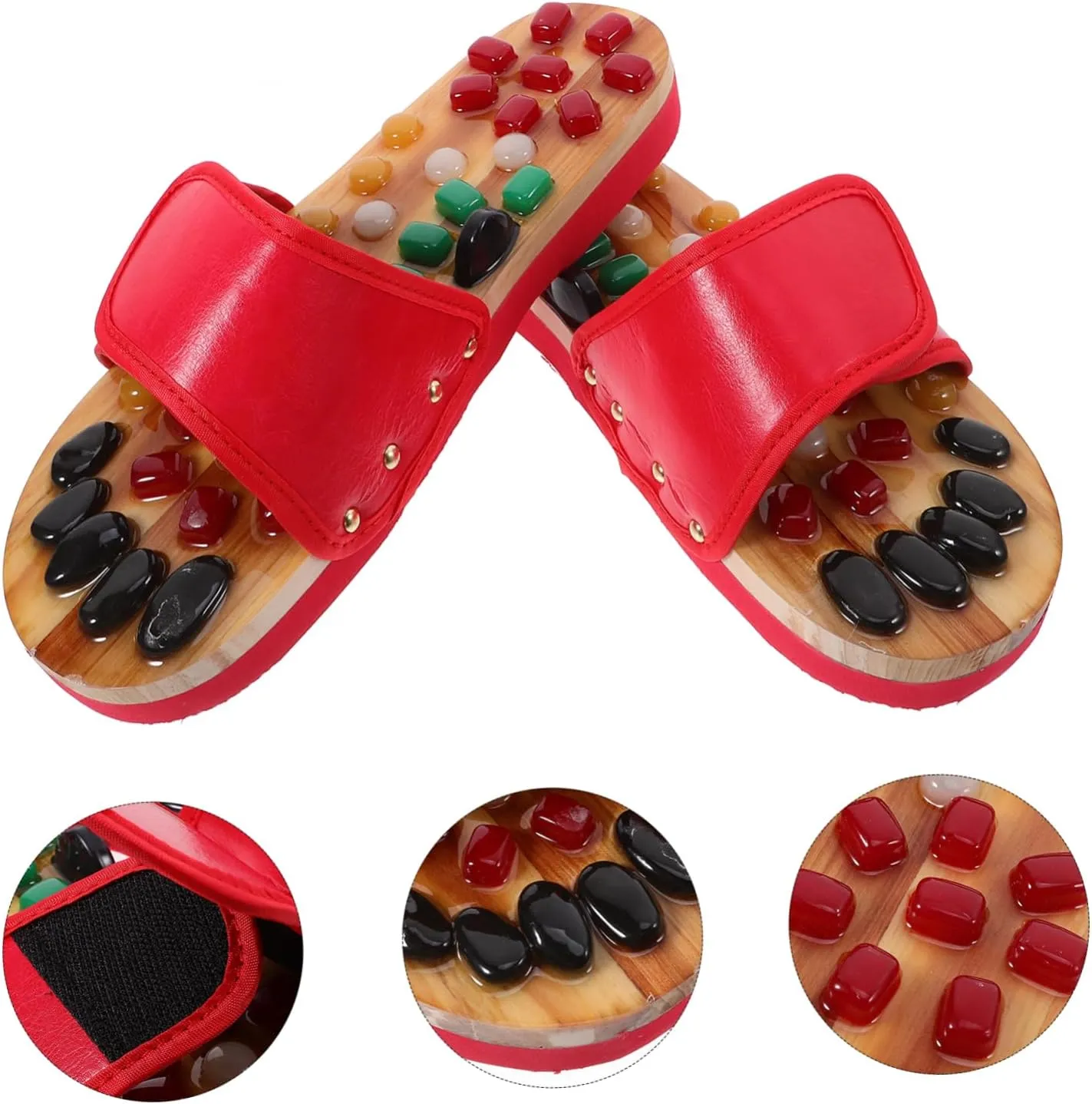 Foot Relax Sandals Anti-Design Massage Slippers Jade Massage Comfortable Eva Material Red Size 43-44