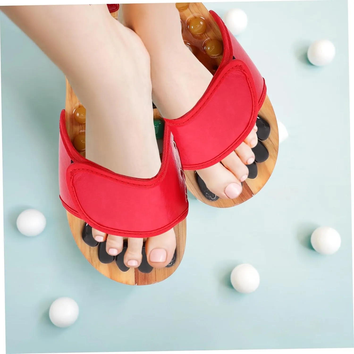 Foot Relax Sandals Cobblestone Shoes Natural Jade Massage Slippers Size 43-44 Pu Eva Material Health Massage Shoes