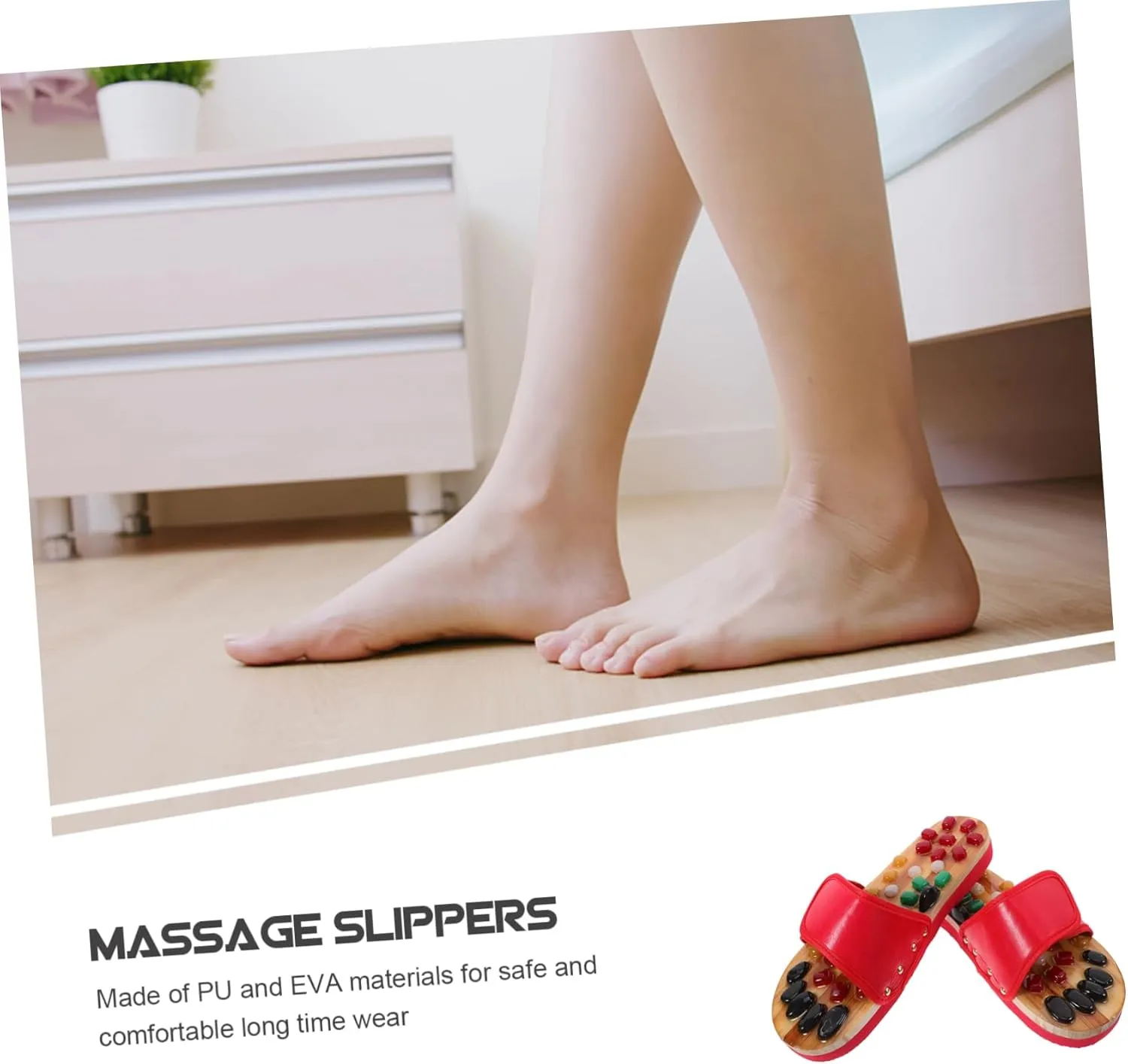 Foot Relax Sandals Cobblestone Shoes Natural Jade Massage Slippers Size 43-44 Pu Eva Material Health Massage Shoes