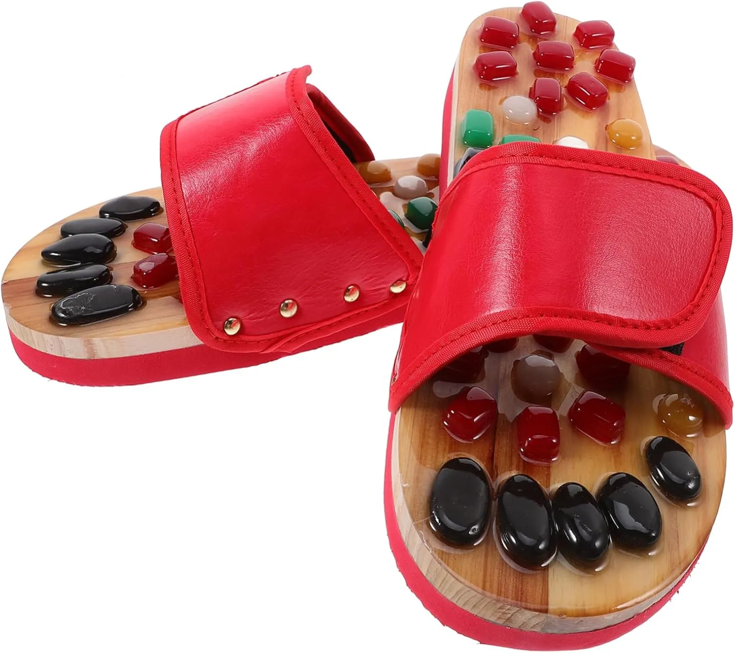 Foot Relax Sandals Cobblestone Shoes Natural Jade Massage Slippers Size 43-44 Pu Eva Material Health Massage Shoes
